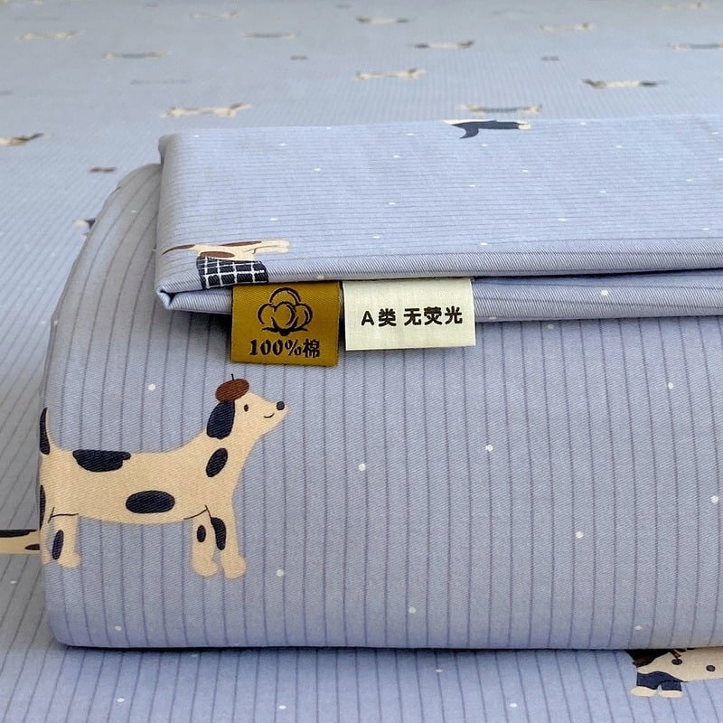 Trys dalių patalynės komplektas iš 100% medvilnės, karikatūrų raštas, reaktyvus dažymas