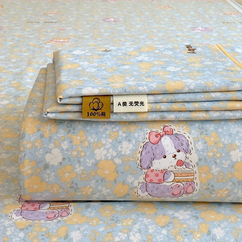 Trys dalių patalynės komplektas iš 100% medvilnės, karikatūrų raštas, reaktyvus dažymas