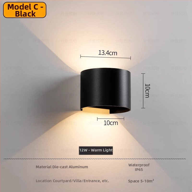 Sieninė LED lemputė su reguliuojamu spinduliu, minimalistinis modernus stilius, aliumininis korpusas, LED šviesos šaltinis, PIR judesio jutiklis, veikia iki 36V