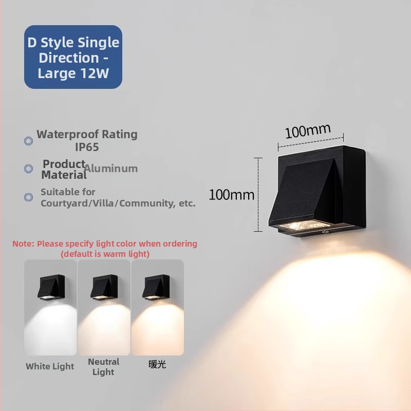 Sieninė LED lemputė su reguliuojamu spinduliu, minimalistinis modernus stilius, aliumininis korpusas, LED šviesos šaltinis, PIR judesio jutiklis, veikia iki 36V