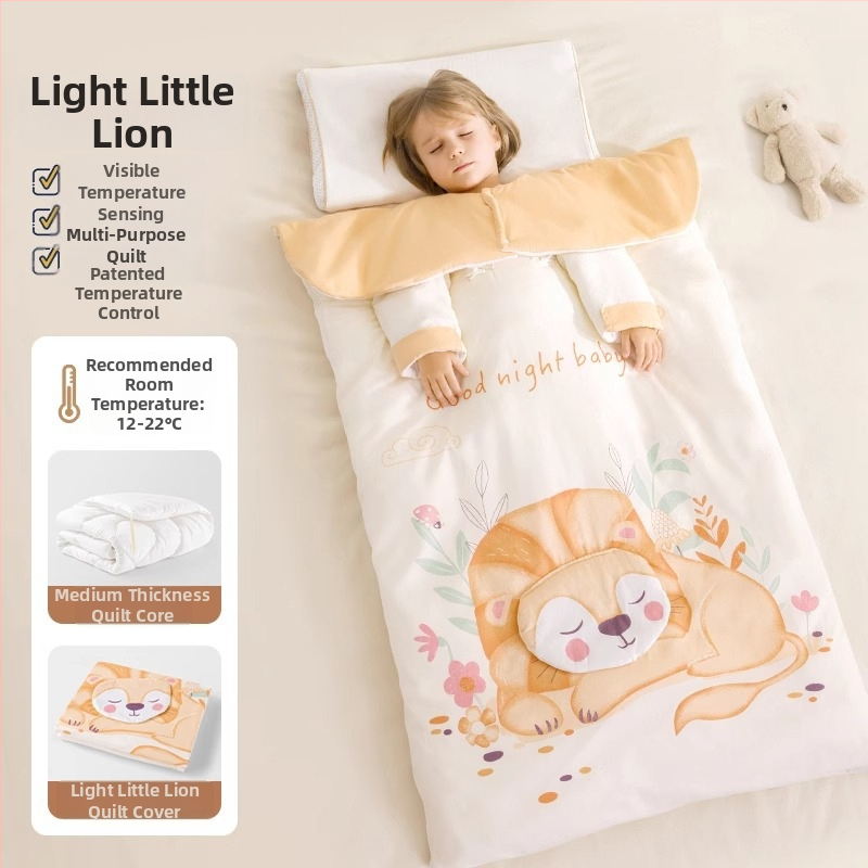 Belleptide vaikams miego maišelis apvalko stiliaus, išorė 95% medvilnė, pamušalas poliesteris, užpildas įprastas, išimami rankoviai, skalbiasi, gyvūnų raštas, tinkamas žiemai, pavasariui ir rudeniui