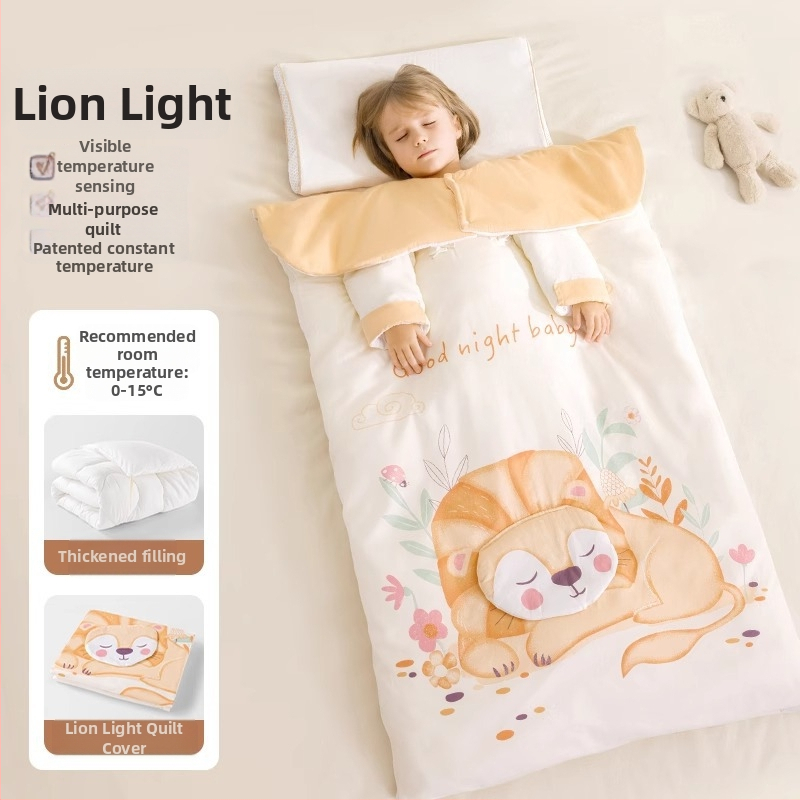 Belleptide vaikams miego maišelis apvalko stiliaus, išorė 95% medvilnė, pamušalas poliesteris, užpildas įprastas, išimami rankoviai, skalbiasi, gyvūnų raštas, tinkamas žiemai, pavasariui ir rudeniui