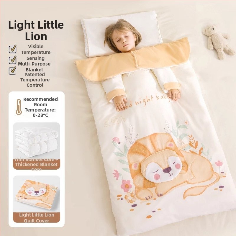 Belleptide vaikams miego maišelis apvalko stiliaus, išorė 95% medvilnė, pamušalas poliesteris, užpildas įprastas, išimami rankoviai, skalbiasi, gyvūnų raštas, tinkamas žiemai, pavasariui ir rudeniui