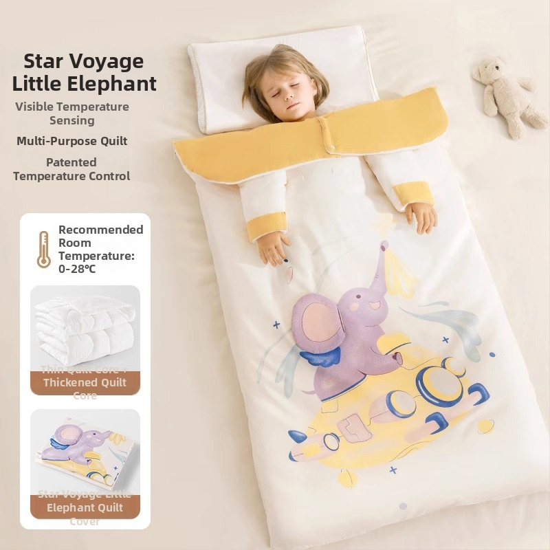 Belleptide vaikams miego maišelis apvalko stiliaus, išorė 95% medvilnė, pamušalas poliesteris, užpildas įprastas, išimami rankoviai, skalbiasi, gyvūnų raštas, tinkamas žiemai, pavasariui ir rudeniui