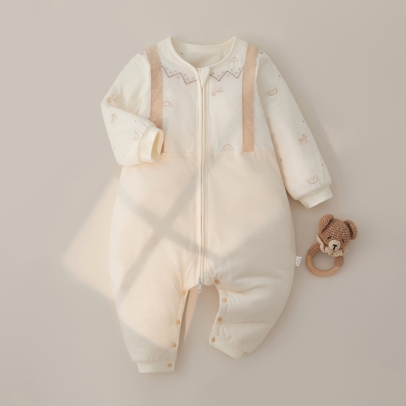 Kūdikių miego maišelis su atjungiamomis rankovėmis, storas medvilnės užpildas, užtrauktukas, atskiros kojos dizainas, tinkamas 1–3 metų amžiaus vaikams