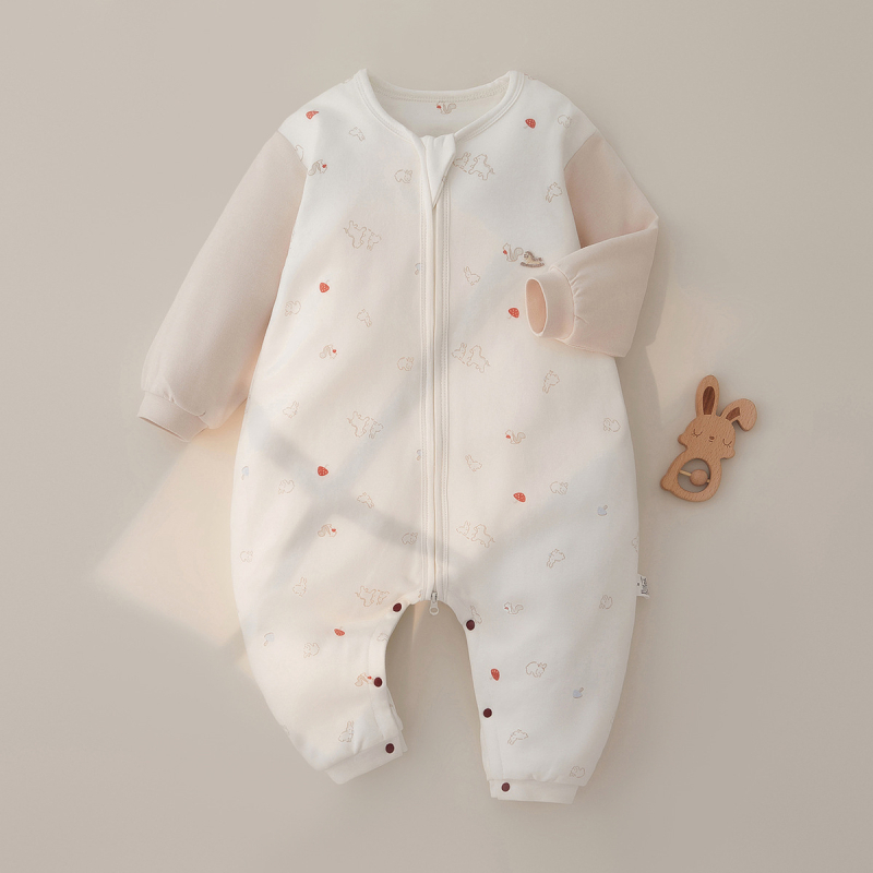 Kūdikių miego maišelis su atjungiamomis rankovėmis, storas medvilnės užpildas, užtrauktukas, atskiros kojos dizainas, tinkamas 1–3 metų amžiaus vaikams