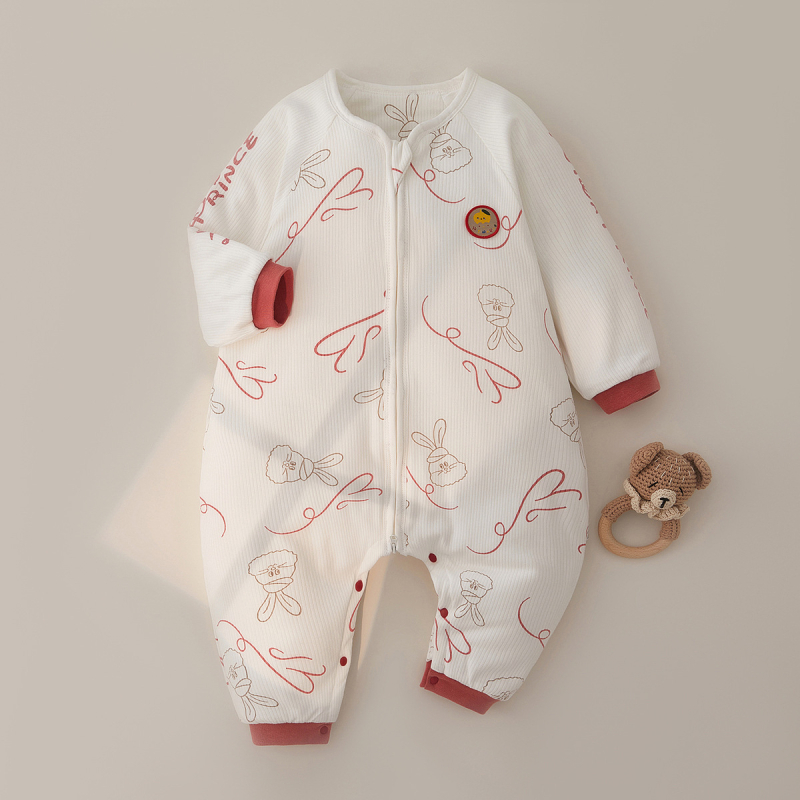 Kūdikių miego maišelis su atjungiamomis rankovėmis, storas medvilnės užpildas, užtrauktukas, atskiros kojos dizainas, tinkamas 1–3 metų amžiaus vaikams