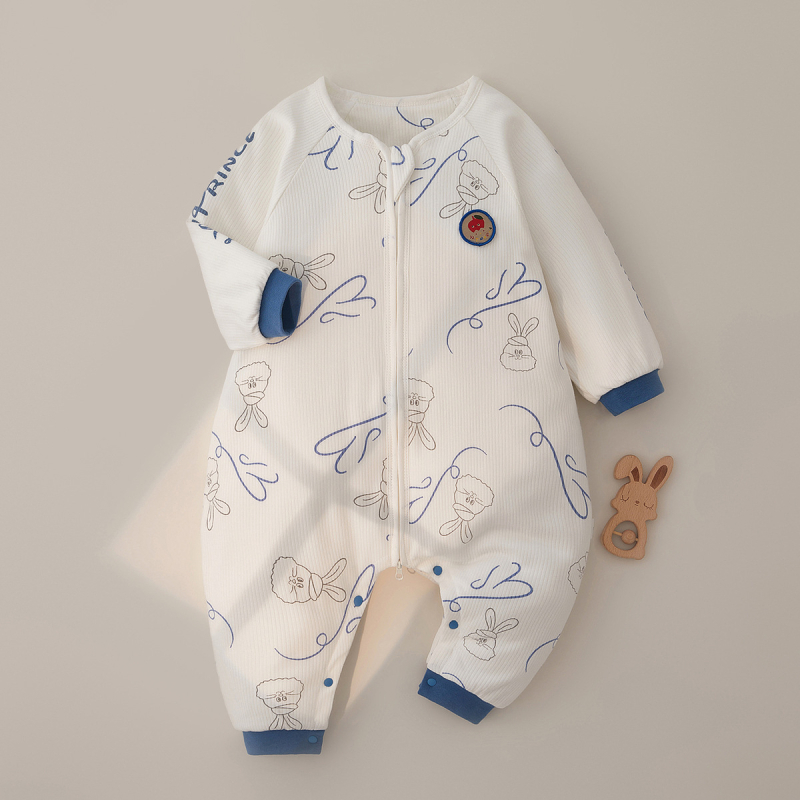 Kūdikių miego maišelis su atjungiamomis rankovėmis, storas medvilnės užpildas, užtrauktukas, atskiros kojos dizainas, tinkamas 1–3 metų amžiaus vaikams