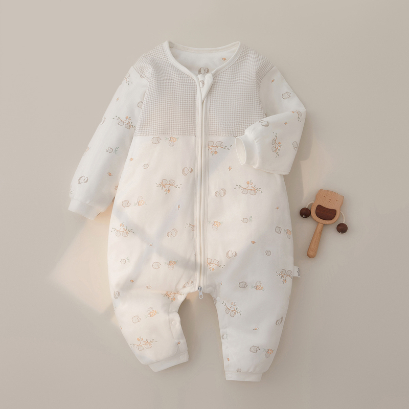 Kūdikių miego maišelis su atjungiamomis rankovėmis, storas medvilnės užpildas, užtrauktukas, atskiros kojos dizainas, tinkamas 1–3 metų amžiaus vaikams