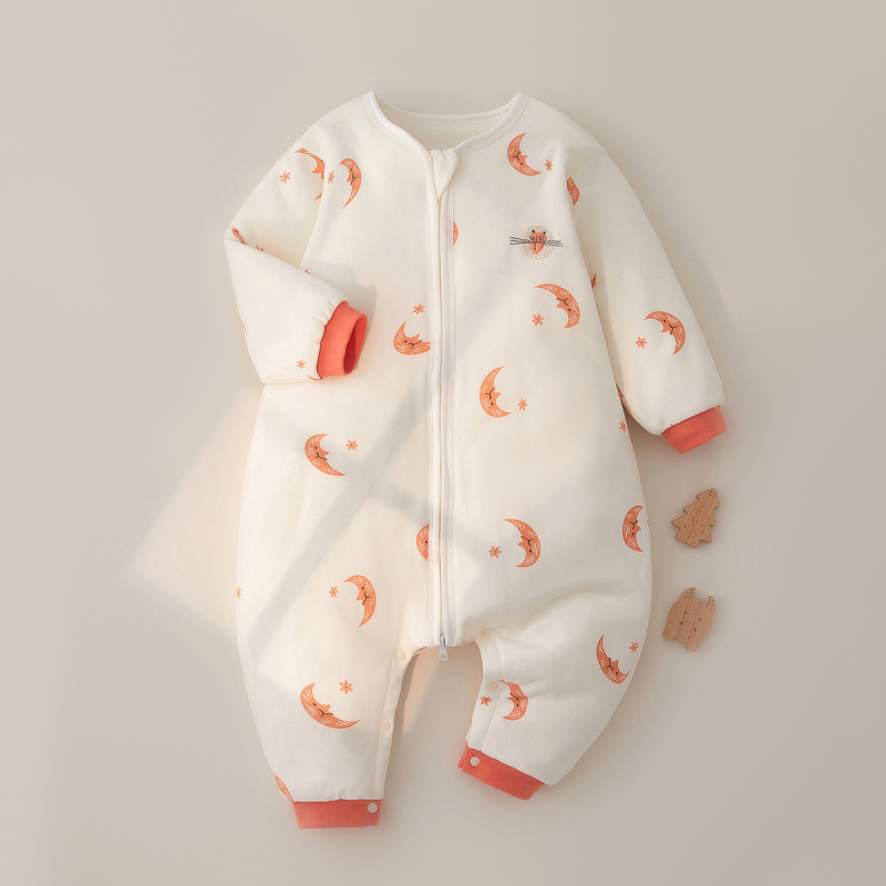 Kūdikių miego maišelis su atjungiamomis rankovėmis, storas medvilnės užpildas, užtrauktukas, atskiros kojos dizainas, tinkamas 1–3 metų amžiaus vaikams