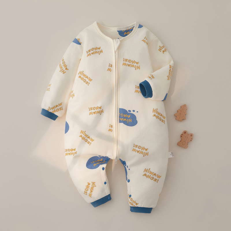 Kūdikių miego maišelis su atjungiamomis rankovėmis, storas medvilnės užpildas, užtrauktukas, atskiros kojos dizainas, tinkamas 1–3 metų amžiaus vaikams