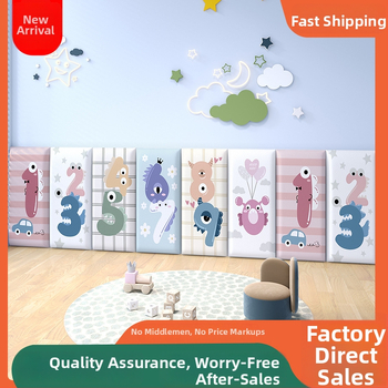 Стенно противоударно подплатено табло за детска стая – мек PU кожа, обграждано около леглото с татами, водоустойчиво, модерен стил