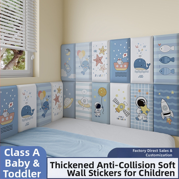 Стенно противоударно подплатено табло за детска стая – мек PU кожа, обграждано около леглото с татами, водоустойчиво, модерен стил