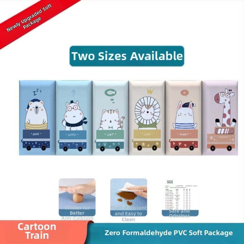 Стенно противоударно подплатено табло за детска стая – мек PU кожа, обграждано около леглото с татами, водоустойчиво, модерен стил