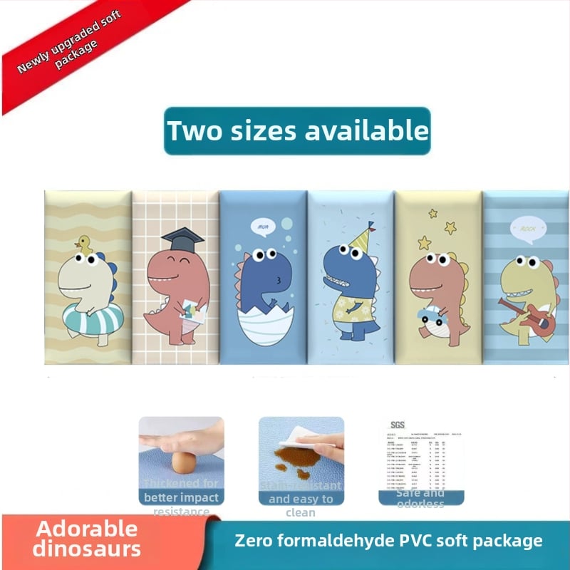 Стенно противоударно подплатено табло за детска стая – мек PU кожа, обграждано около леглото с татами, водоустойчиво, модерен стил