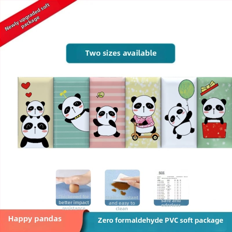 Стенно противоударно подплатено табло за детска стая – мек PU кожа, обграждано около леглото с татами, водоустойчиво, модерен стил