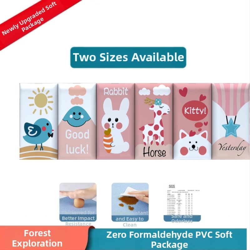 Стенно противоударно подплатено табло за детска стая – мек PU кожа, обграждано около леглото с татами, водоустойчиво, модерен стил