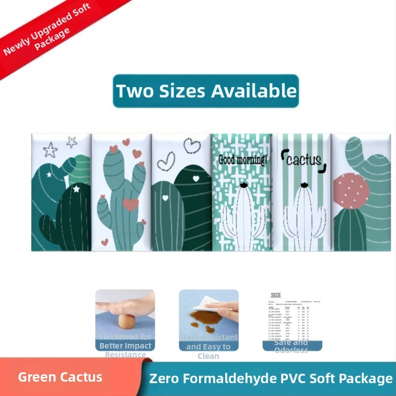 Стенно противоударно подплатено табло за детска стая – мек PU кожа, обграждано около леглото с татами, водоустойчиво, модерен стил