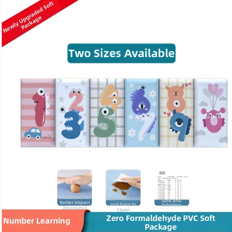 Стенно противоударно подплатено табло за детска стая – мек PU кожа, обграждано около леглото с татами, водоустойчиво, модерен стил