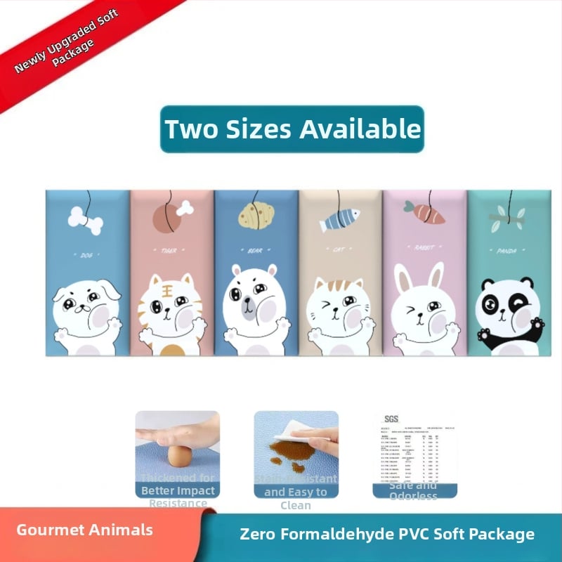 Стенно противоударно подплатено табло за детска стая – мек PU кожа, обграждано около леглото с татами, водоустойчиво, модерен стил