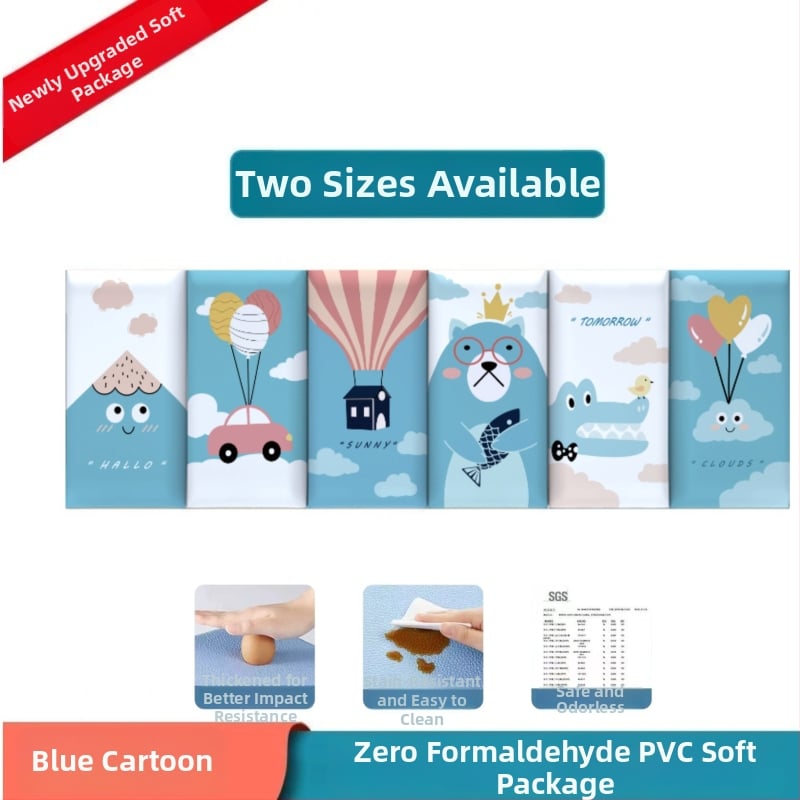 Стенно противоударно подплатено табло за детска стая – мек PU кожа, обграждано около леглото с татами, водоустойчиво, модерен стил