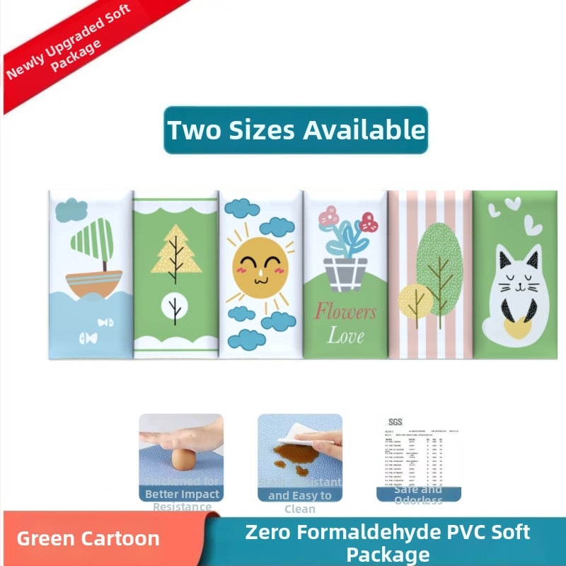 Стенно противоударно подплатено табло за детска стая – мек PU кожа, обграждано около леглото с татами, водоустойчиво, модерен стил