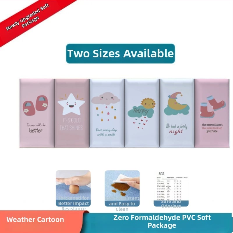 Стенно противоударно подплатено табло за детска стая – мек PU кожа, обграждано около леглото с татами, водоустойчиво, модерен стил