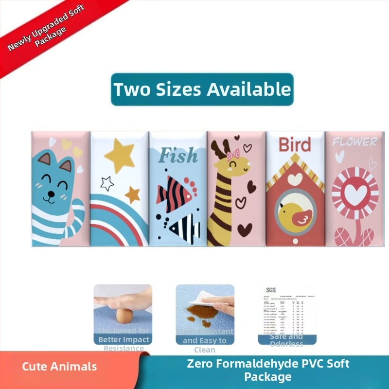 Стенно противоударно подплатено табло за детска стая – мек PU кожа, обграждано около леглото с татами, водоустойчиво, модерен стил