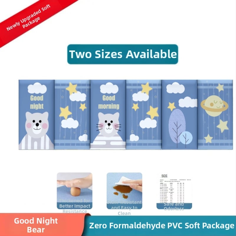 Стенно противоударно подплатено табло за детска стая – мек PU кожа, обграждано около леглото с татами, водоустойчиво, модерен стил