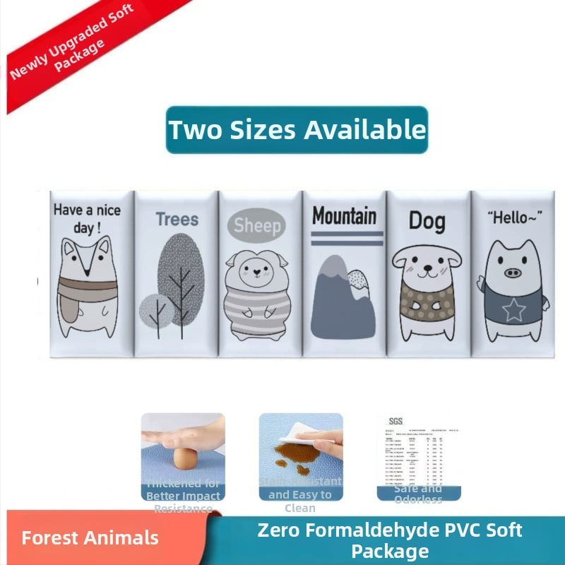 Стенно противоударно подплатено табло за детска стая – мек PU кожа, обграждано около леглото с татами, водоустойчиво, модерен стил