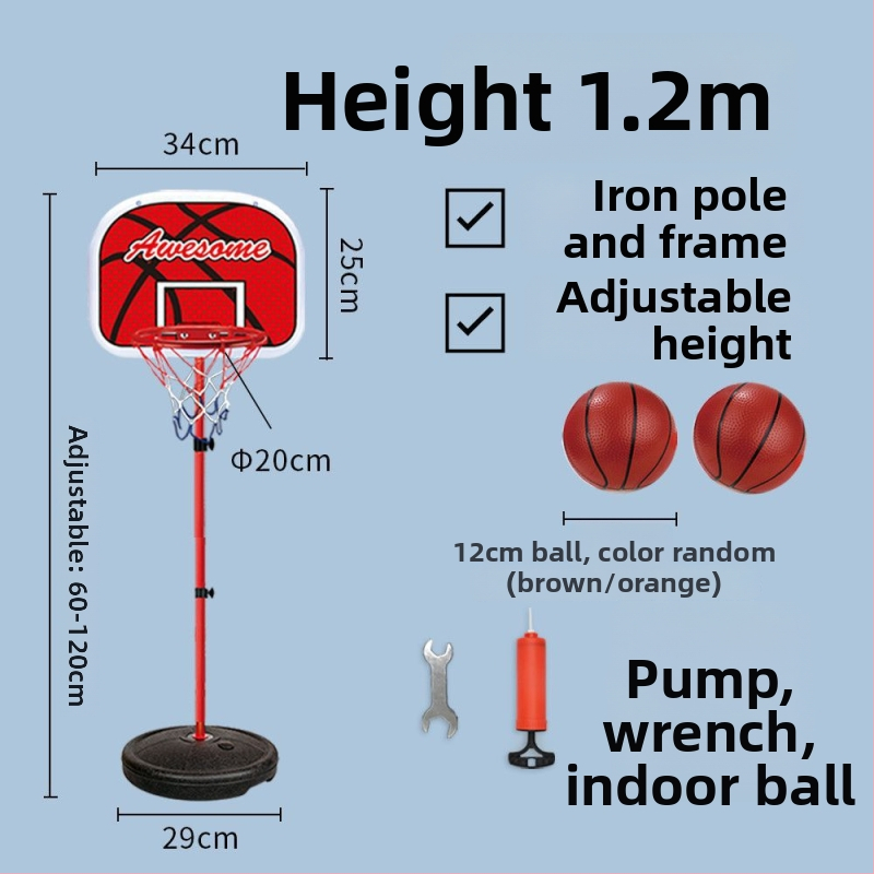 Vaikų krepšinio stovas su reguliuojamu plieno rėmu vidaus ir lauko naudojimui