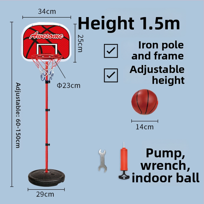 Vaikų krepšinio stovas su reguliuojamu plieno rėmu vidaus ir lauko naudojimui