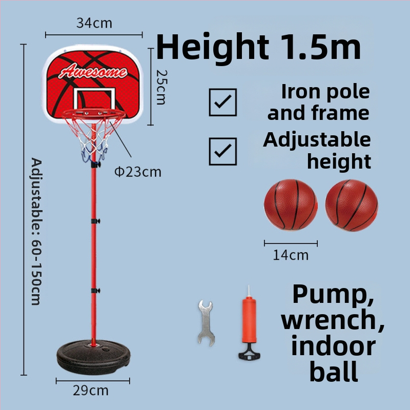 Vaikų krepšinio stovas su reguliuojamu plieno rėmu vidaus ir lauko naudojimui