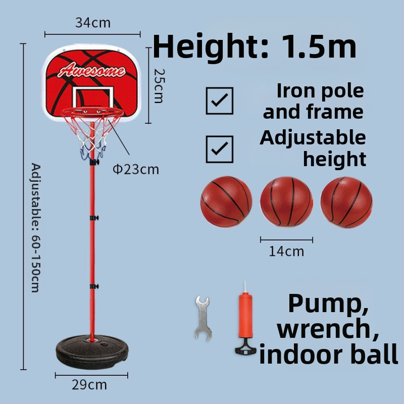 Vaikų krepšinio stovas su reguliuojamu plieno rėmu vidaus ir lauko naudojimui