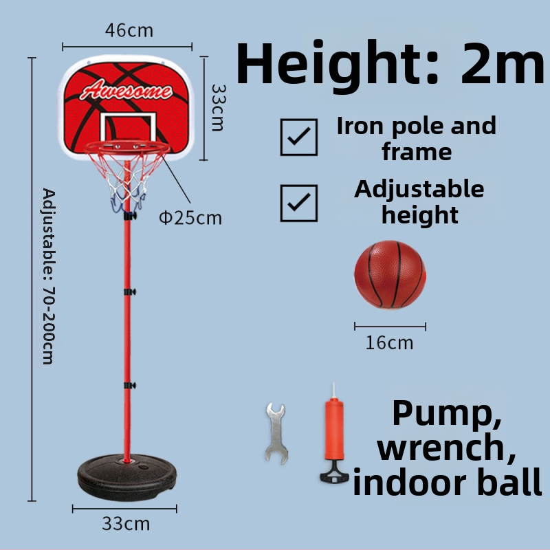 Vaikų krepšinio stovas su reguliuojamu plieno rėmu vidaus ir lauko naudojimui