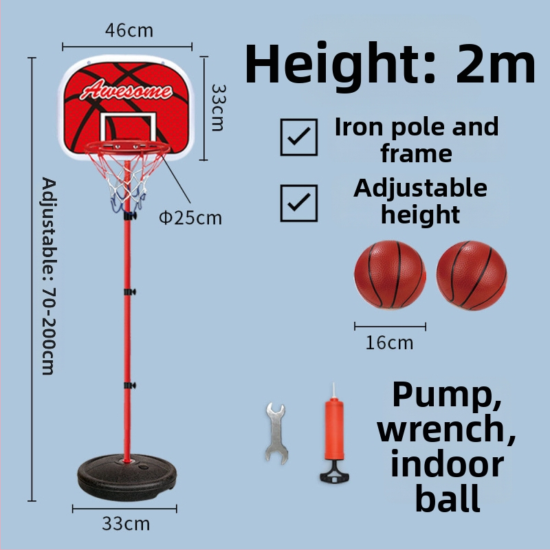 Vaikų krepšinio stovas su reguliuojamu plieno rėmu vidaus ir lauko naudojimui