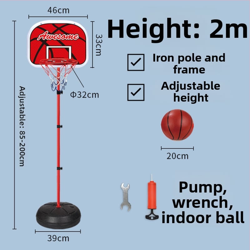 Vaikų krepšinio stovas su reguliuojamu plieno rėmu vidaus ir lauko naudojimui