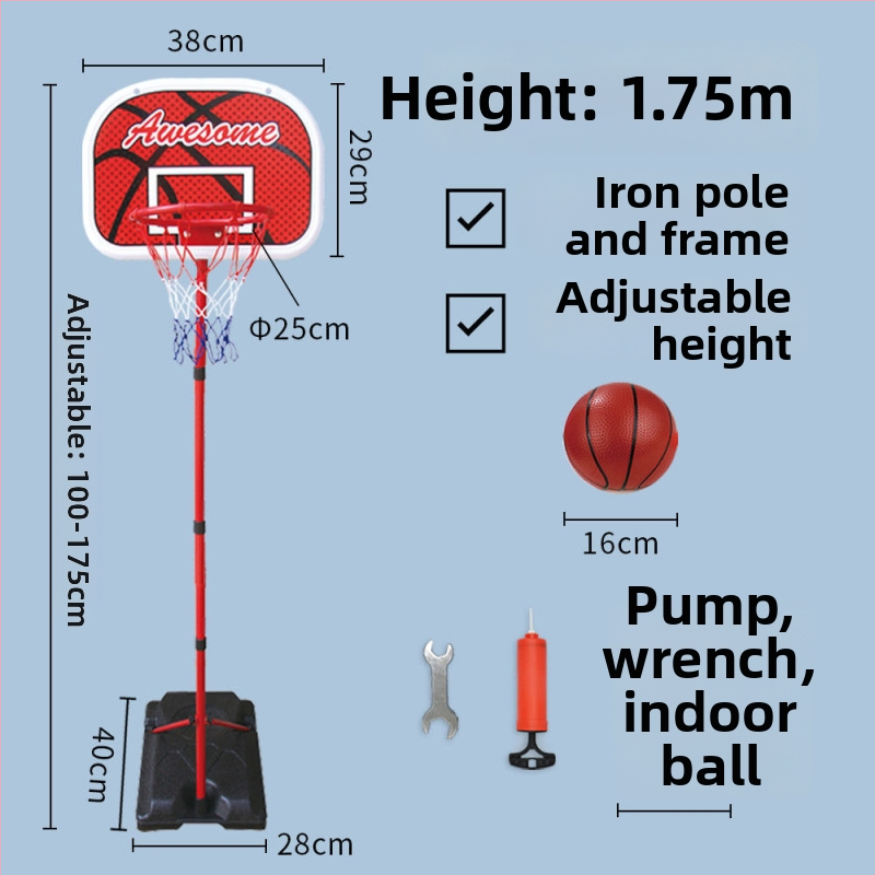 Vaikų krepšinio stovas su reguliuojamu plieno rėmu vidaus ir lauko naudojimui