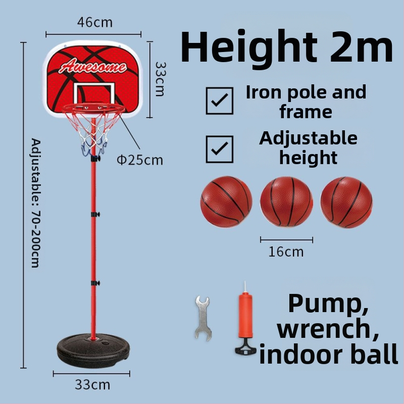 Vaikų krepšinio stovas su reguliuojamu plieno rėmu vidaus ir lauko naudojimui