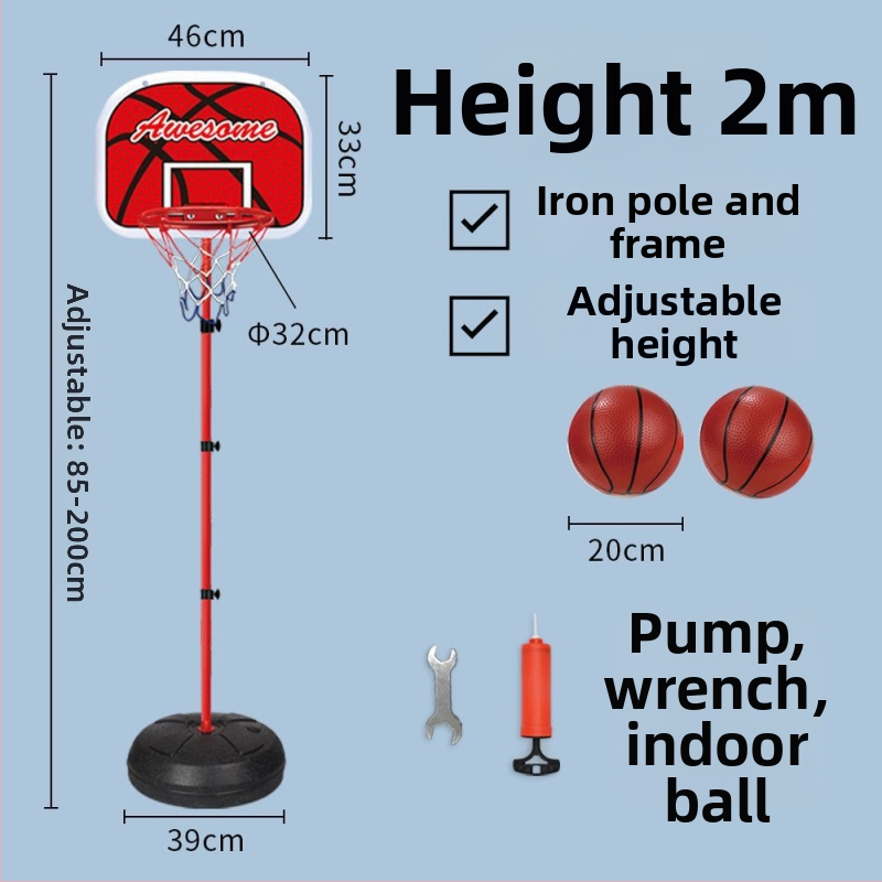 Vaikų krepšinio stovas su reguliuojamu plieno rėmu vidaus ir lauko naudojimui
