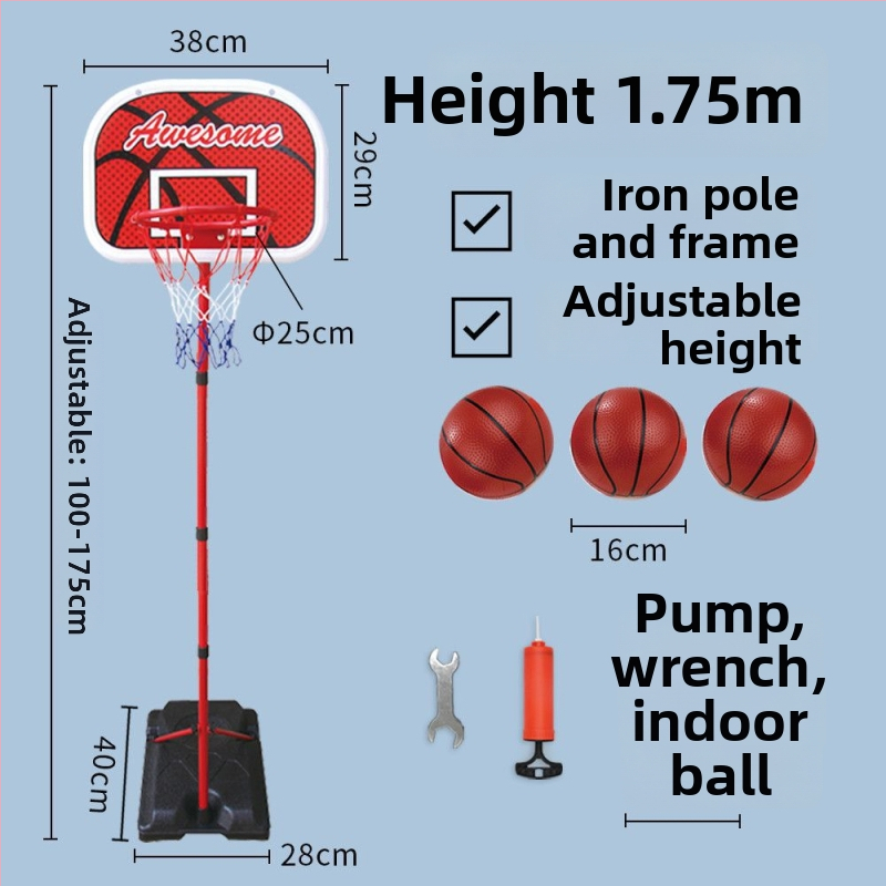 Vaikų krepšinio stovas su reguliuojamu plieno rėmu vidaus ir lauko naudojimui