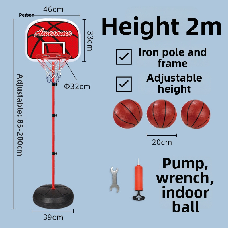 Vaikų krepšinio stovas su reguliuojamu plieno rėmu vidaus ir lauko naudojimui
