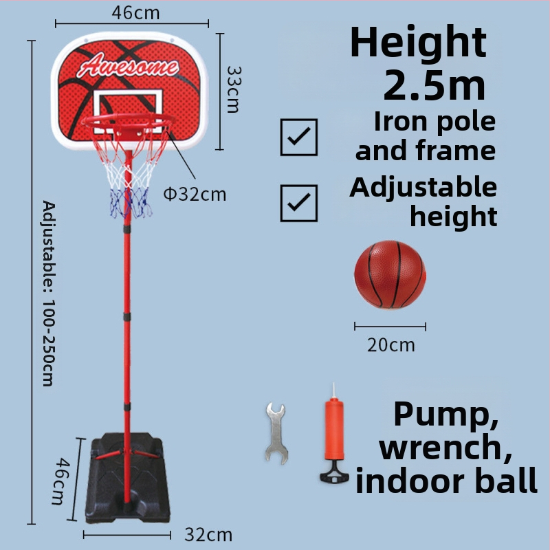 Vaikų krepšinio stovas su reguliuojamu plieno rėmu vidaus ir lauko naudojimui