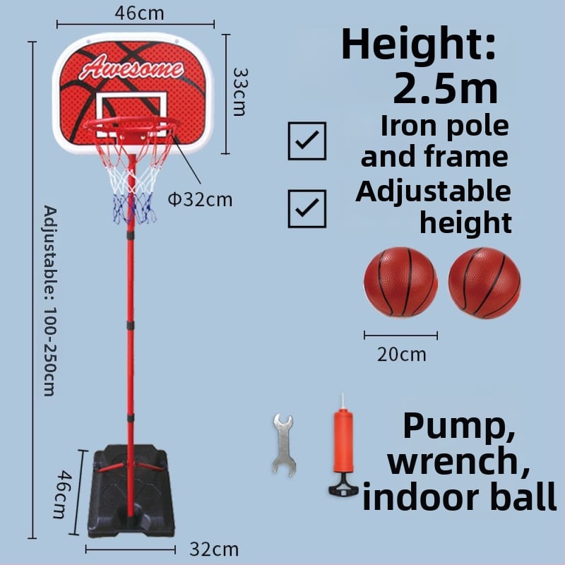 Vaikų krepšinio stovas su reguliuojamu plieno rėmu vidaus ir lauko naudojimui