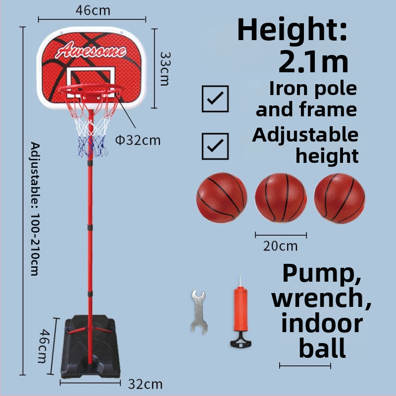 Vaikų krepšinio stovas su reguliuojamu plieno rėmu vidaus ir lauko naudojimui