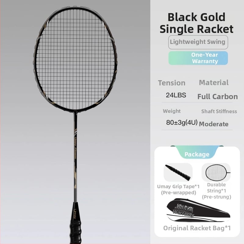 Σετ ρακέτες μπάντμιντον Yumei – πλήρης ανθρακονημάτινος σκελετός, ultra‑ελαφρύς 95–100 g, λαβή G4, άμεσο χτύπημα, κατάλληλο για μονό και διπλό