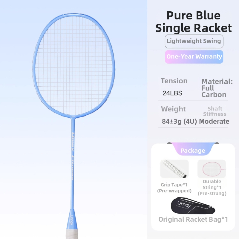 Σετ ρακέτες μπάντμιντον Yumei – πλήρης ανθρακονημάτινος σκελετός, ultra‑ελαφρύς 95–100 g, λαβή G4, άμεσο χτύπημα, κατάλληλο για μονό και διπλό