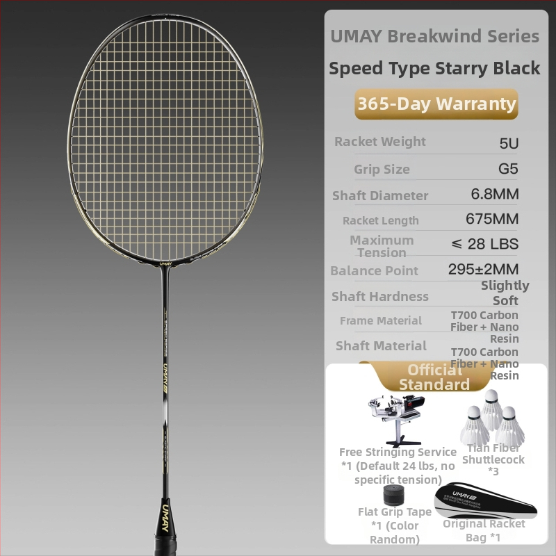 Σετ ρακέτες μπάντμιντον Yumei – πλήρης ανθρακονημάτινος σκελετός, ultra‑ελαφρύς 95–100 g, λαβή G4, άμεσο χτύπημα, κατάλληλο για μονό και διπλό