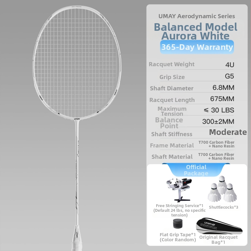 Σετ ρακέτες μπάντμιντον Yumei – πλήρης ανθρακονημάτινος σκελετός, ultra‑ελαφρύς 95–100 g, λαβή G4, άμεσο χτύπημα, κατάλληλο για μονό και διπλό