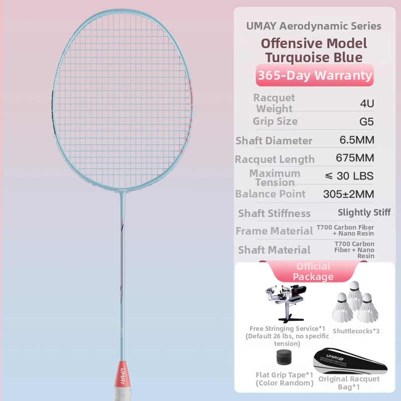Σετ ρακέτες μπάντμιντον Yumei – πλήρης ανθρακονημάτινος σκελετός, ultra‑ελαφρύς 95–100 g, λαβή G4, άμεσο χτύπημα, κατάλληλο για μονό και διπλό